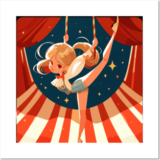 Circus show on flying trapeze Posters and Art